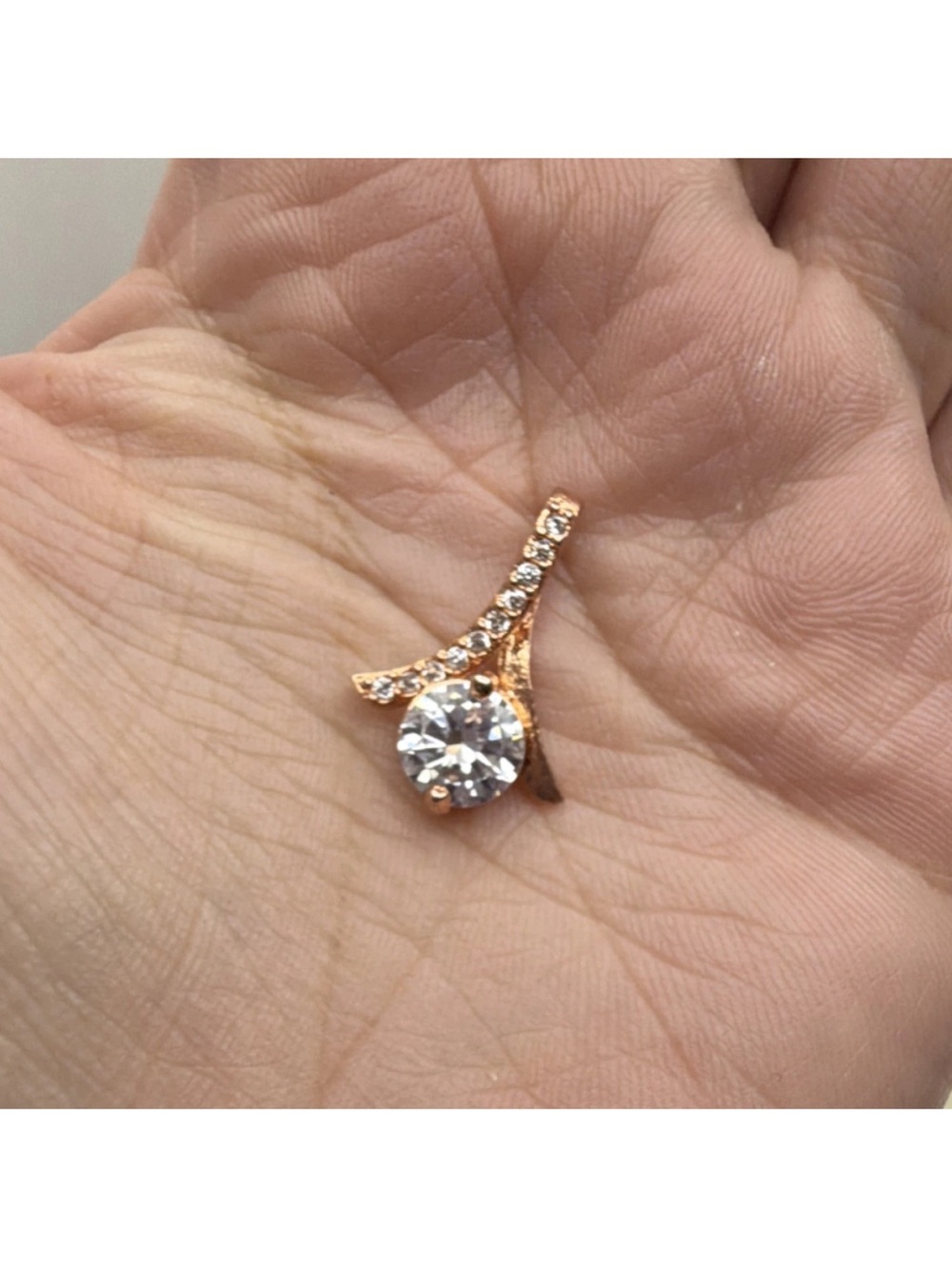 Sterling silver 925 charm pendant asymmetrical round clear stone